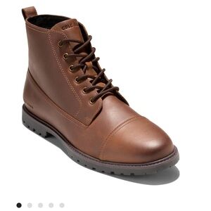Cole Haan Men's Brown Leather Lace-Up Grand Lug Boots